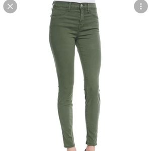 J Brand Maria High-Rise Lux Sateen Jeans, Hood Green